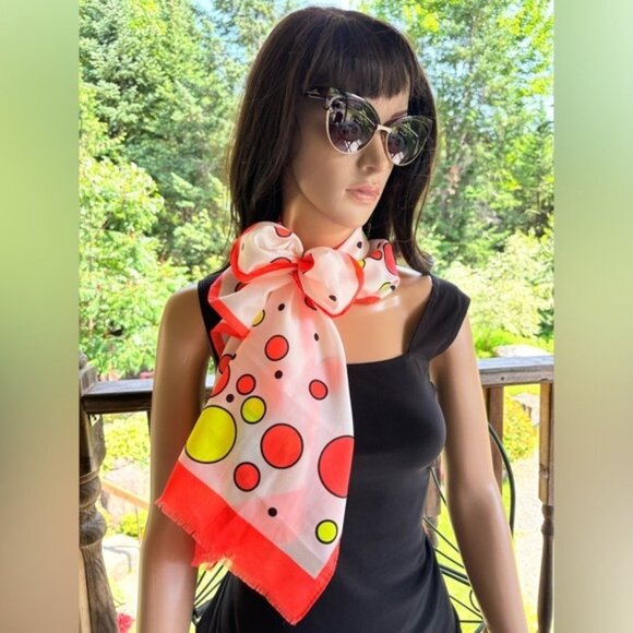 Vintage phsychedelic polka dot head scarf - Picture 5 of 9